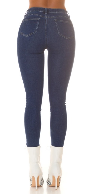 Hoge taille push-up jeans met zakken details blauw